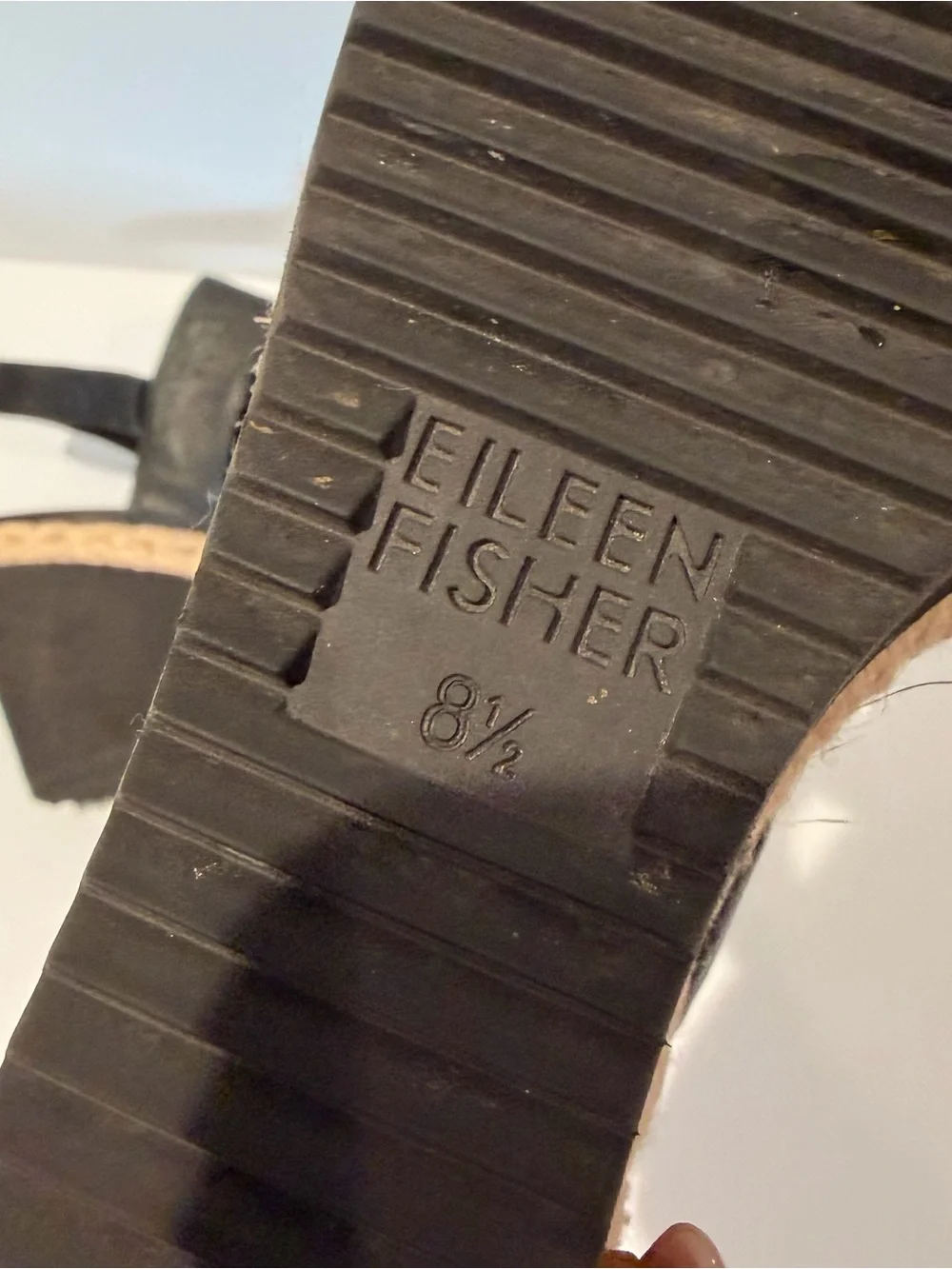 Eileen Fisher Women's Winnie Espadrille Wedge Sandal in Black Leather